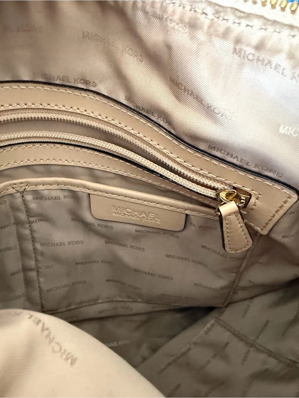 Michael Kors Brown and Cream Signature Logo Shoulder Bag